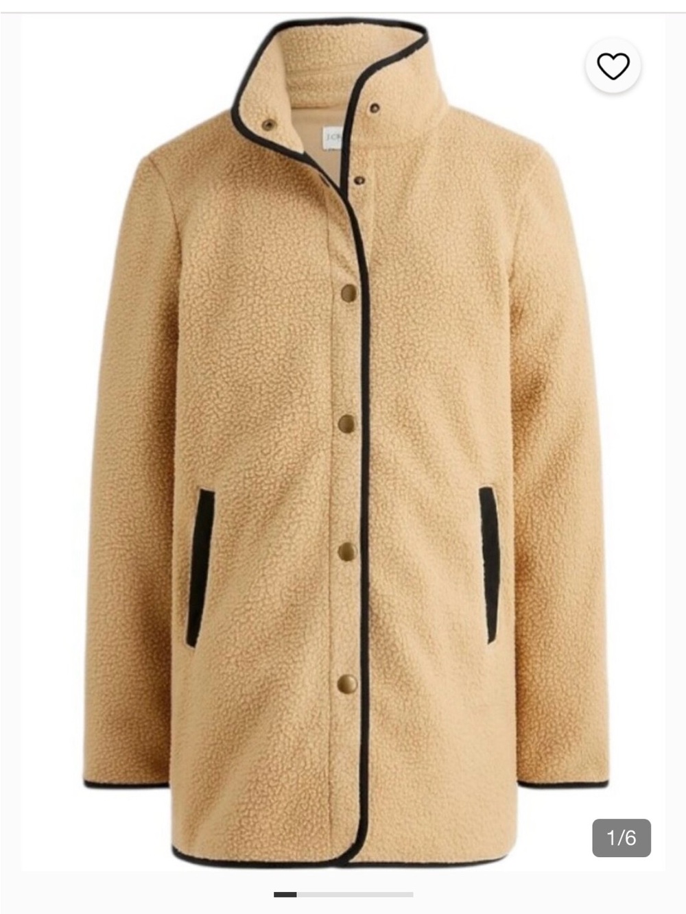 J Crew Women's Tan Sherpa Jacket with Black Trim